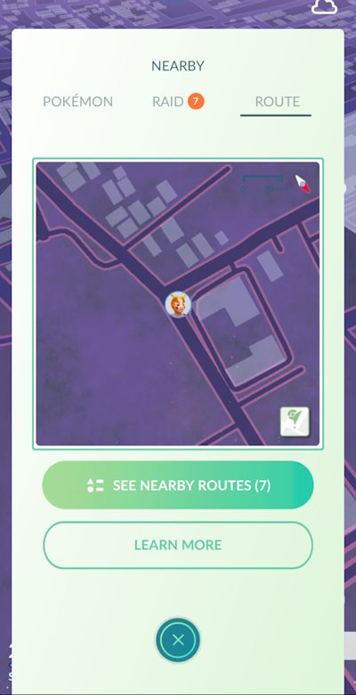 Click on the Route tab to check your nearby routes. This shows up if you have routes around you.