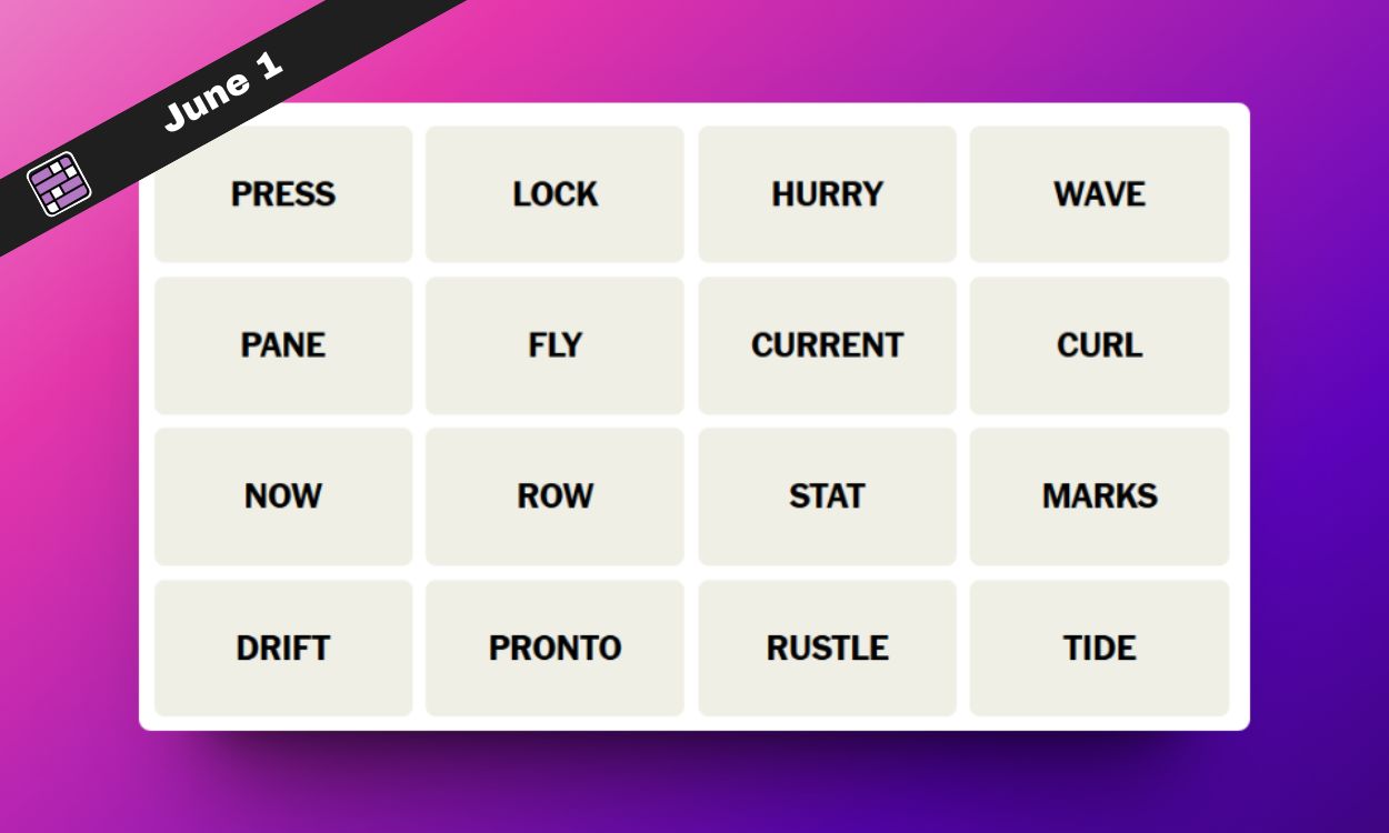 NYT Connections Hints and Answers for June 1, 2024