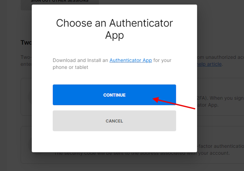 Continue using Authenticator App