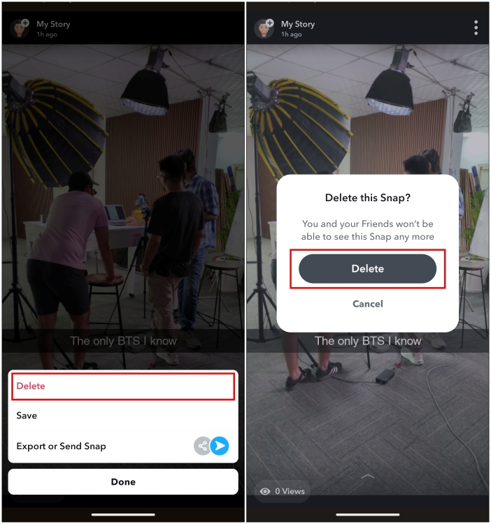 Delete Snapchat Story