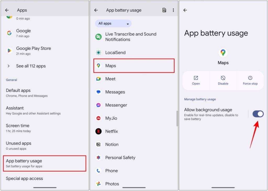 Enable Background Usage Google Maps Android