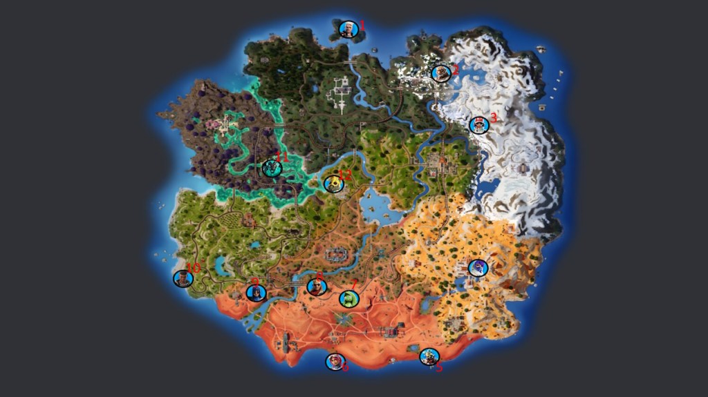 Fortnite Chapter 5 Season 3 all NPC marked on the map