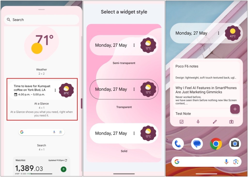 Google At A Glance Widget