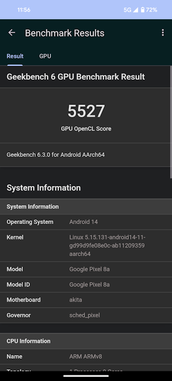 Google Pixel 8a Geekbench GPU OpenCL