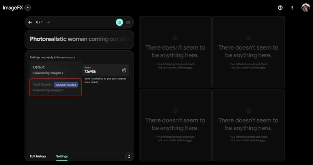 Imagen 3 request access on ImageFX tool