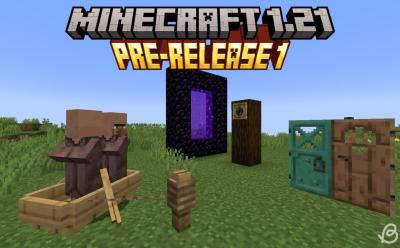 Leashed boat, Nether portal, ender pearl in an item frame and a strange double door in Minecraft 1.21 pre-release 1
