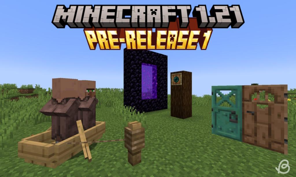 Leashed boat, Nether portal, ender pearl in an item frame and a strange double door in Minecraft 1.21 pre-release 1