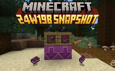 Mace and an enchanted book in items frames with arrows below pointing downwards in Minecraft 24w19b snapshot