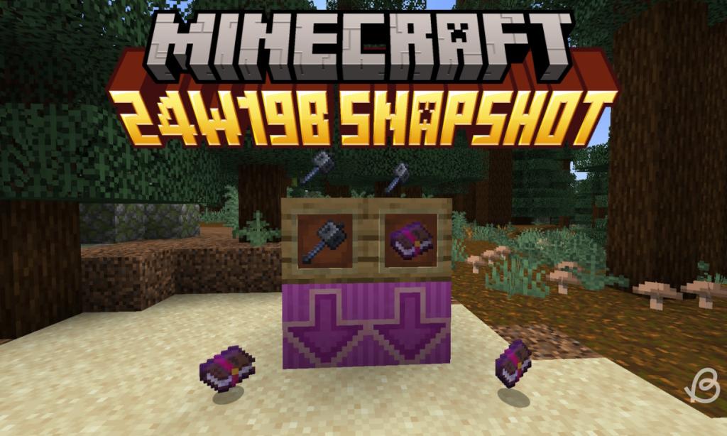 Mace and an enchanted book in items frames with arrows below pointing downwards in Minecraft 24w19b snapshot