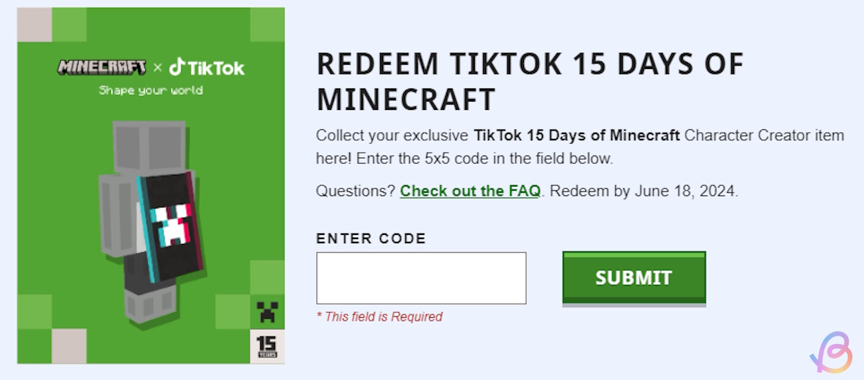 Enter the given code to get the TikTok cape in Minecraft