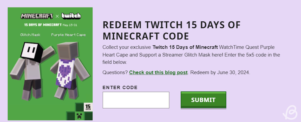 Redeem Minecraft Twitch cape