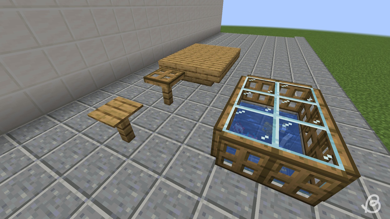 Different table design ideas for a Minecraft kitchen