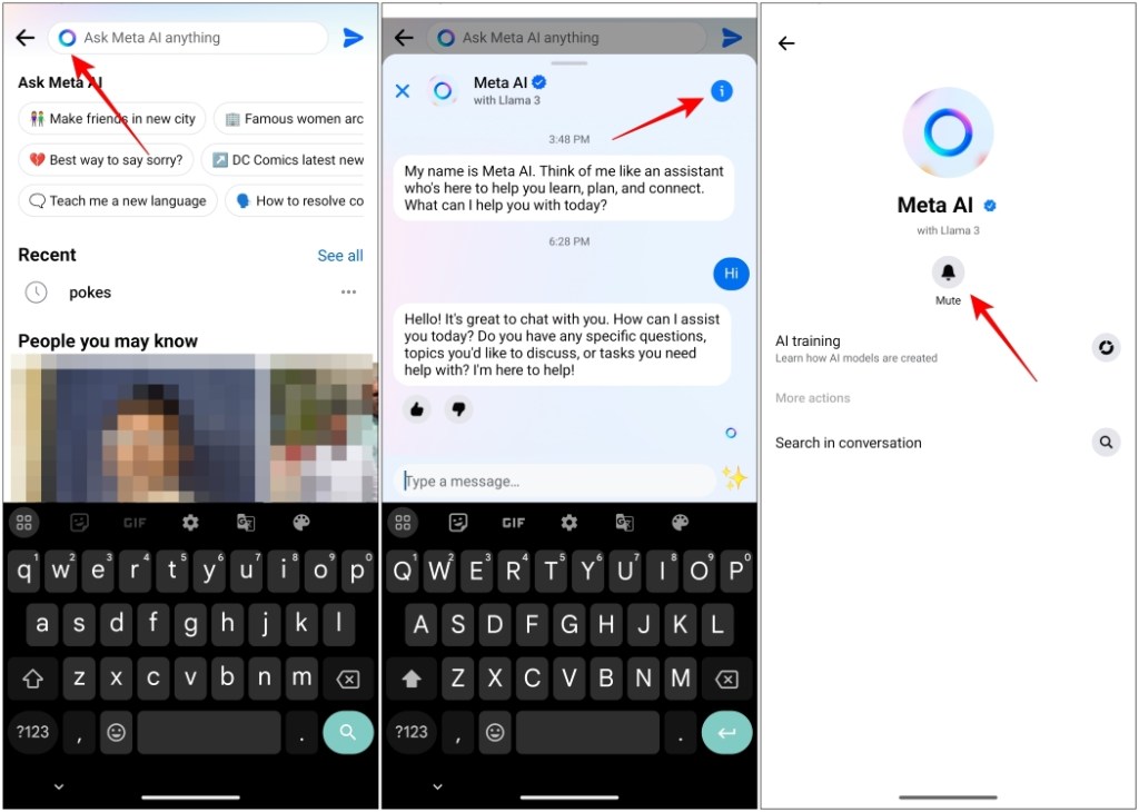 Mute Option in Meta AI on Facebook