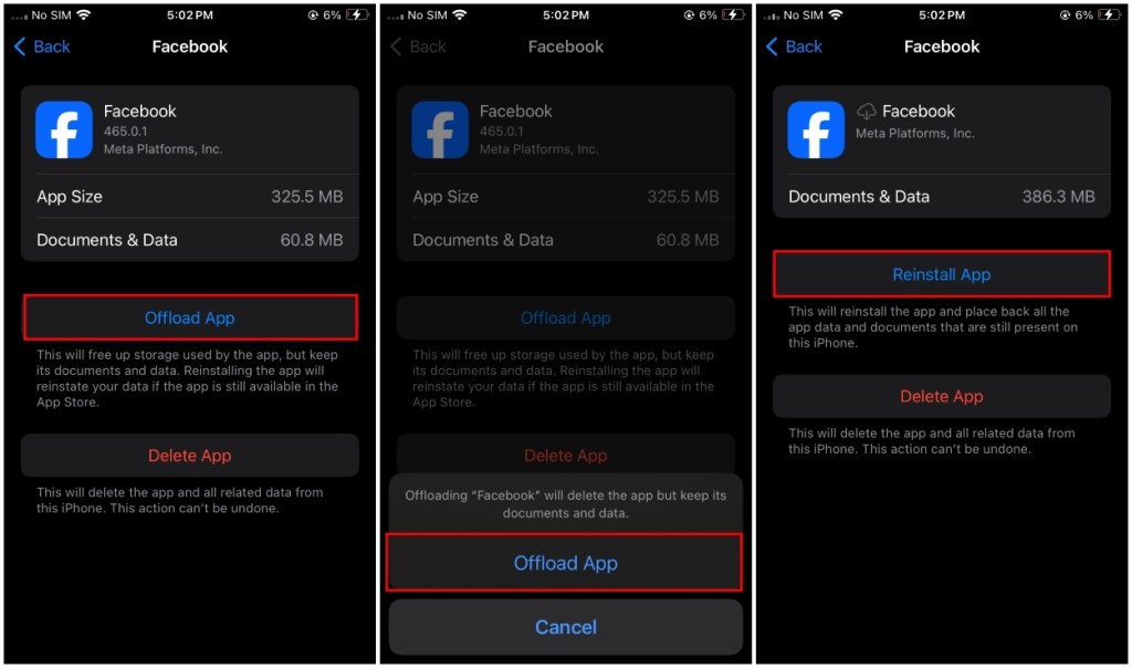 Offload Facebook App