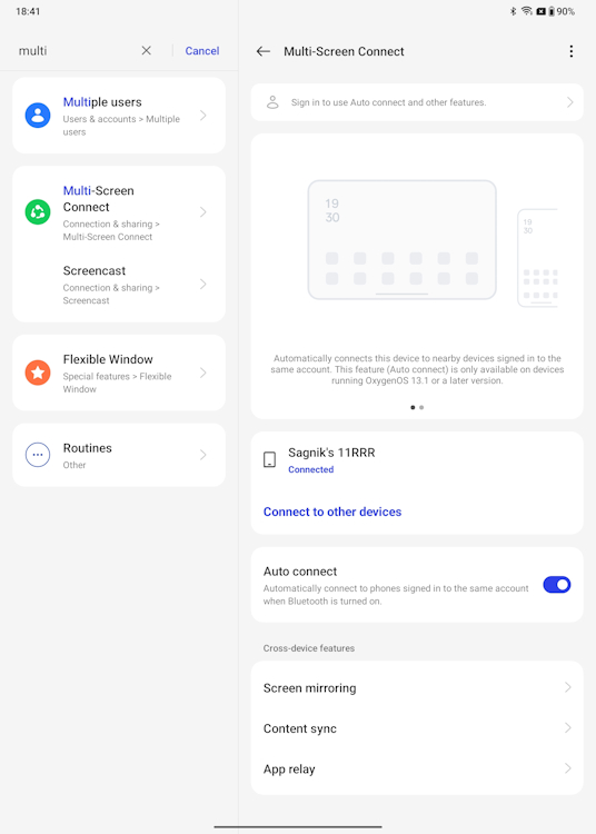 OnePlus' Multi-Screen Connect Setting