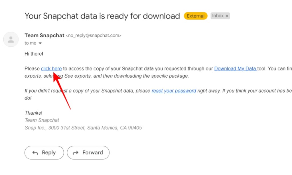 Open link to download your Snapchat data