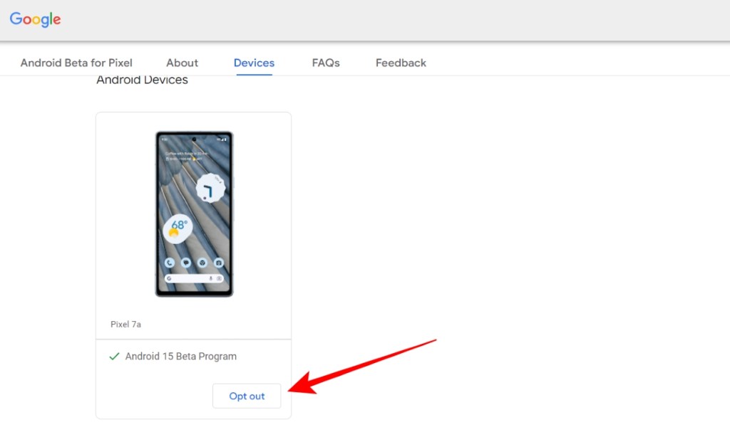 Opt out of Android Beta program