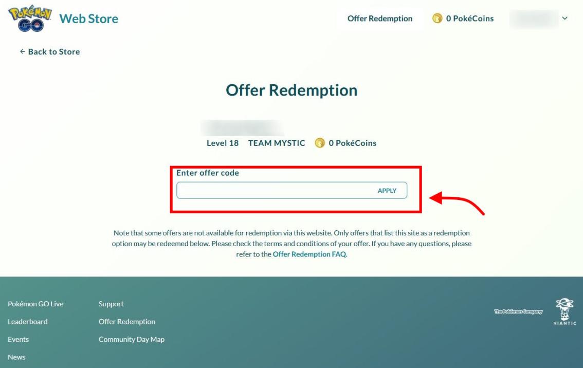 Put the code in the mentioned box and press apply to successfully redeem a Pokemon GO code