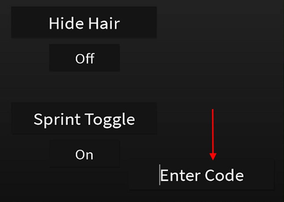 Redeem code option in Roblox Project XXL