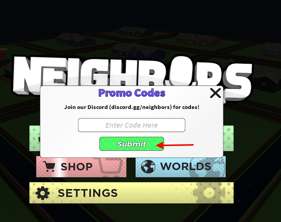 Redeem codes option in Neighbors