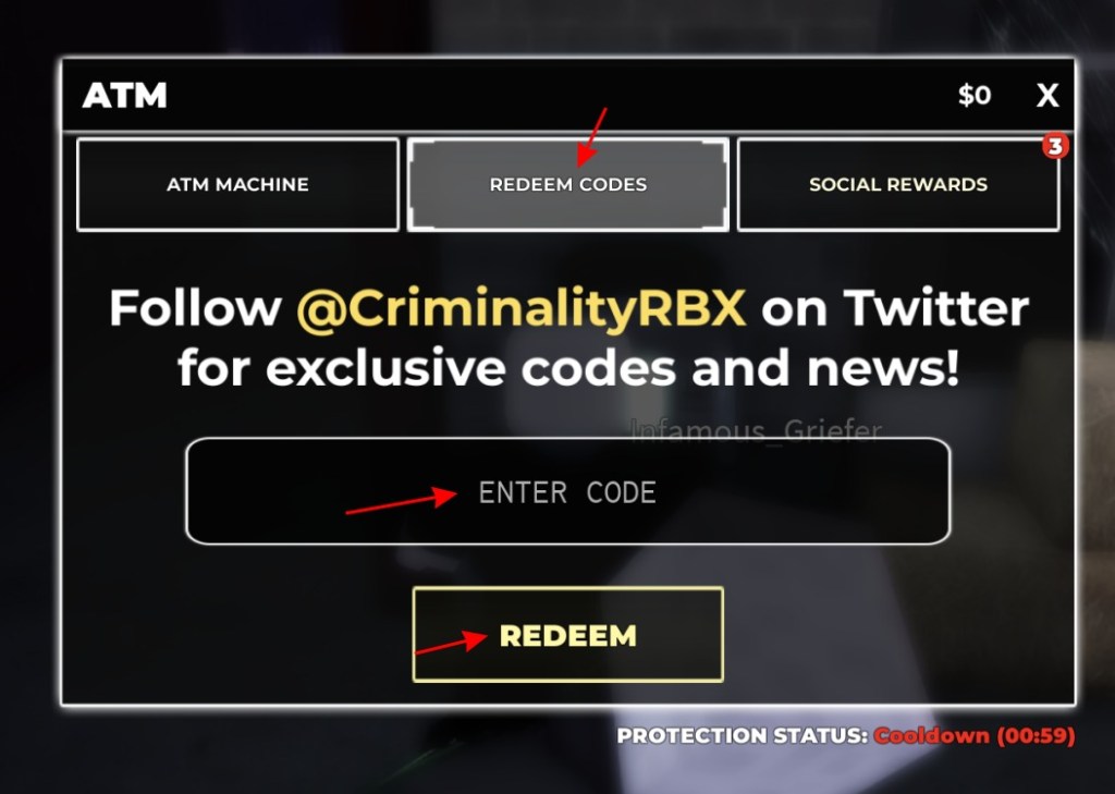 Image of Roblox Criminality Redeem Box