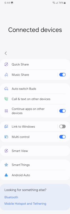 Samsung OneUI's Multi-Control Panel Setting