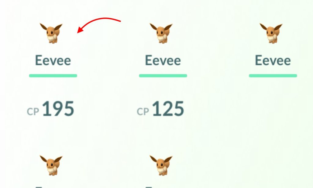 Search and select the Eevee you want to allow evolution for in Pokemon GO