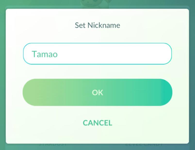 Select a respective nickname. I selected Tamao.
