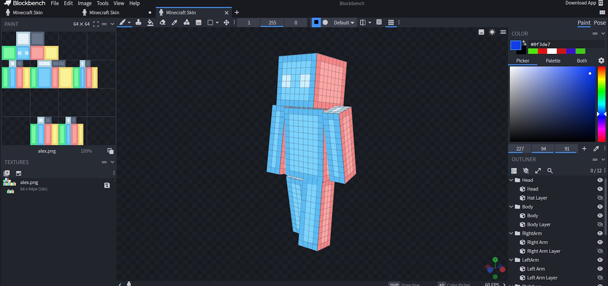 Blockbench Minecraft skin editor