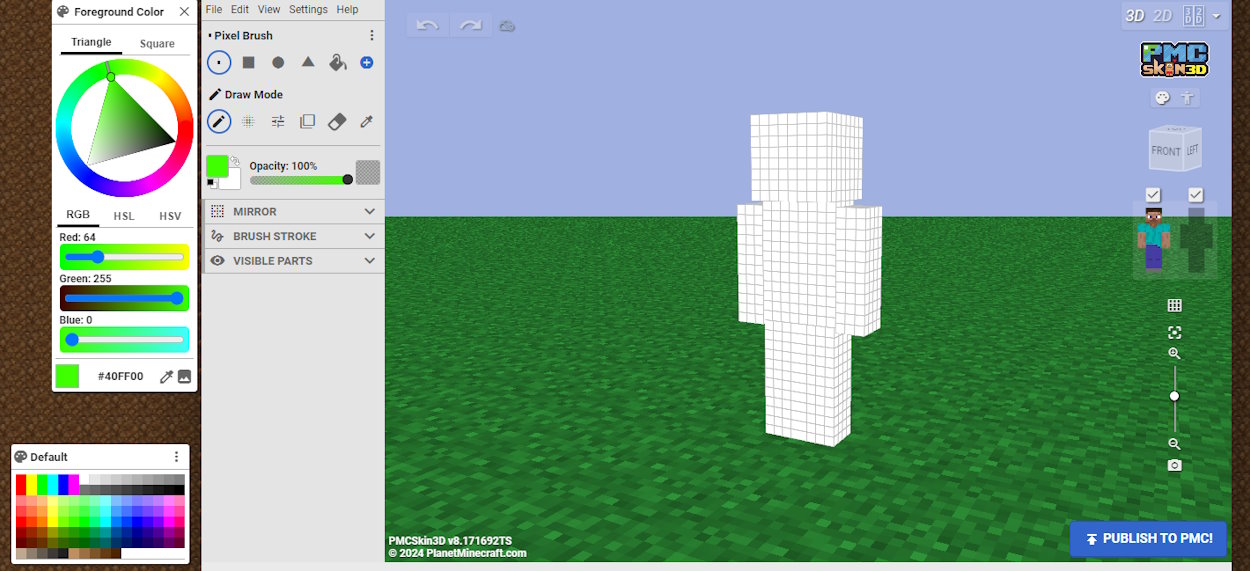 Planet Minecraft skin editor