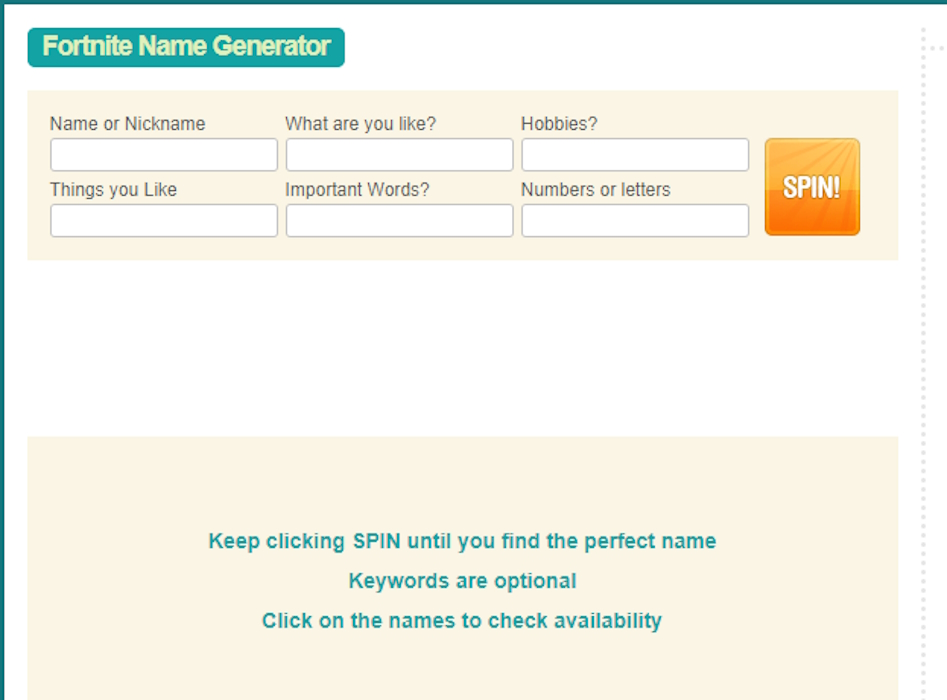 SpinXO name generator