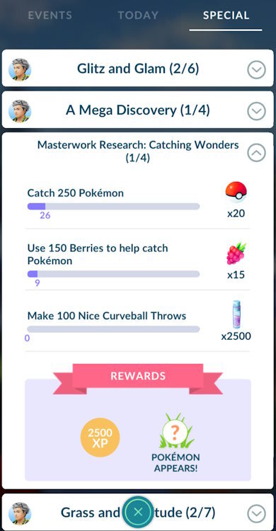 MasterWork Research Catching Wonders Pokemon GO 