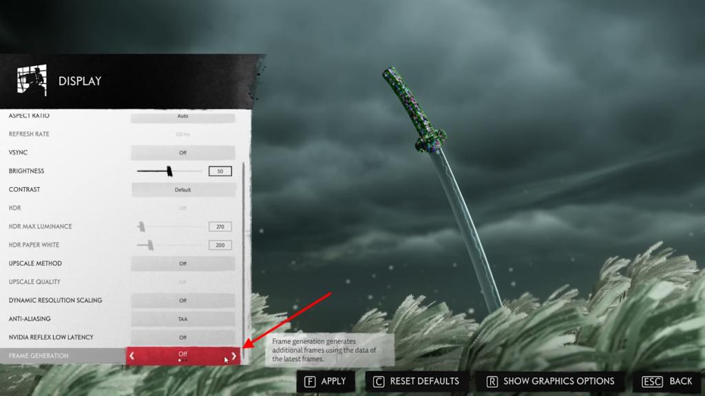ghost of tsushima frame generation stuttering