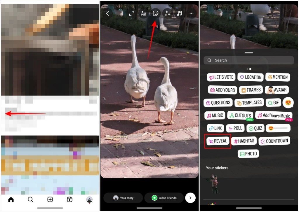 Choose the new Reveal sticker for Instagram story