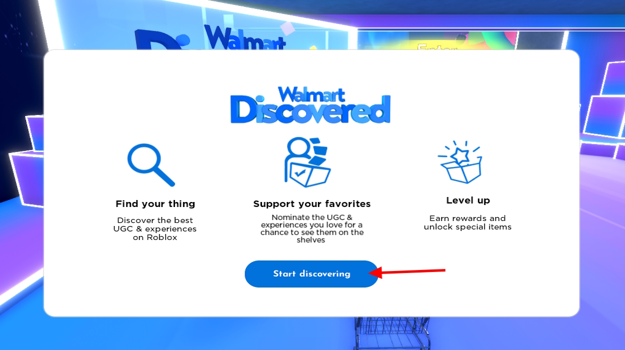 Walmart Discovered start discovering option