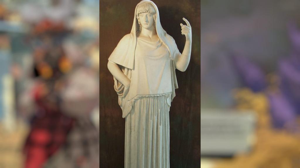 a statue of Hestia portraying her historical looks
