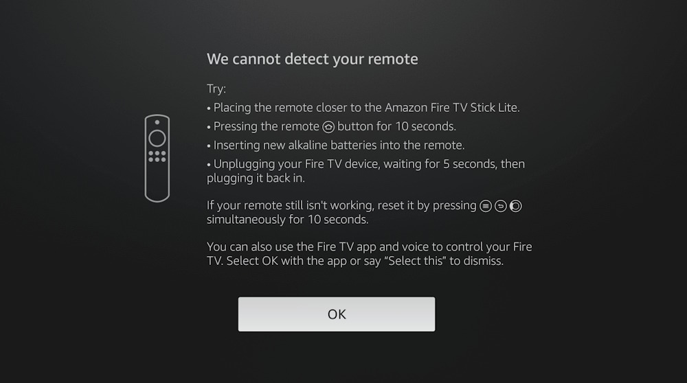 cannot detect fire stick remote