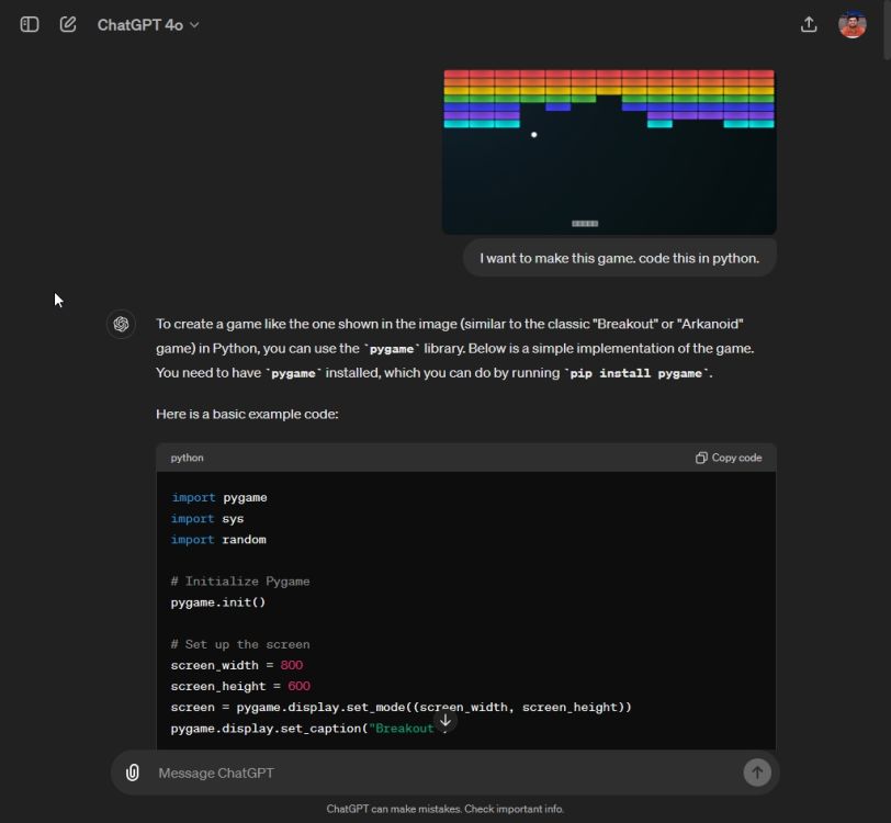 Ich Habe Mit Chatgpt 4O In Sekundenschnelle Ein Spiel Erstellt, Und Das Können Sie Auch 1 Erstellen Sie Ein Python-Spiel Mit Chatgpt 4O