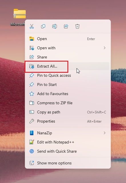 extract zip file windows 11