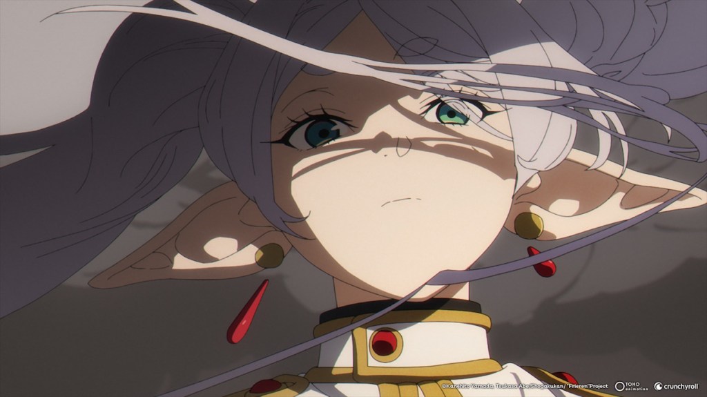 Frieren in her battle against her replica in Frieren: Beyond Journey's End anime