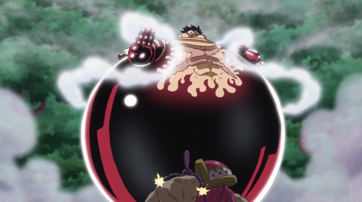 An image of Luffy's fourth gear: tankman form from One Piece.