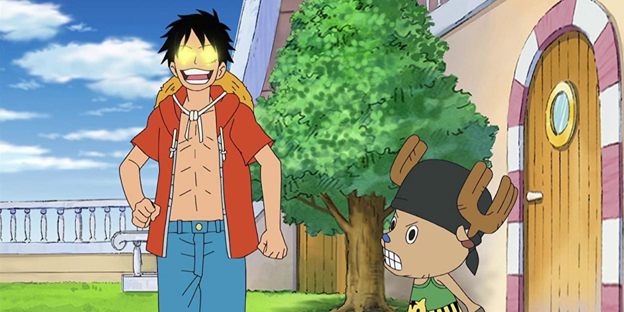 Luffy surprised with Chopper in their ship.