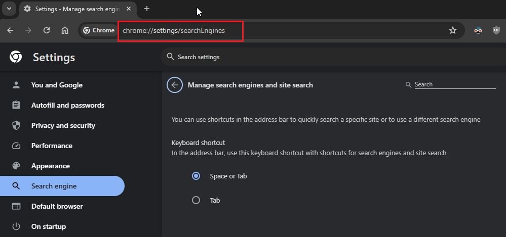 manage search engine in chrome 1