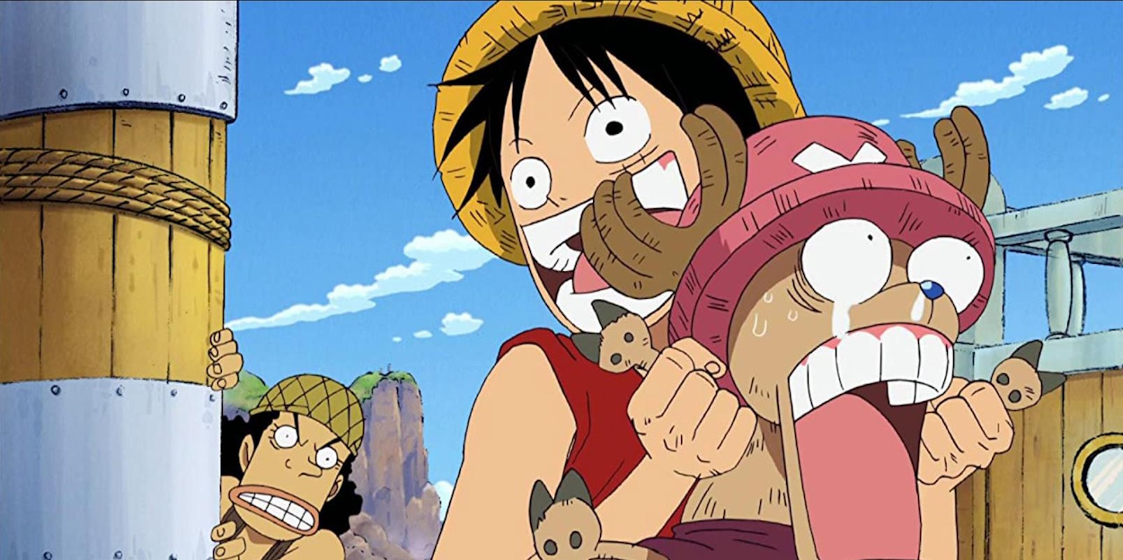 Luffy holding Chopper with Usopp in Ocean's Dream arc