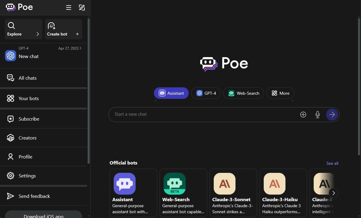 poe chat interface