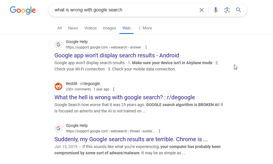 remove ai results from google search