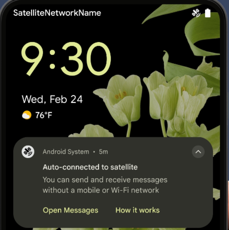 satellite connectivity notification