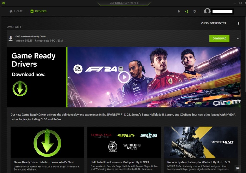 Update Graphics Driver GeForce Experience