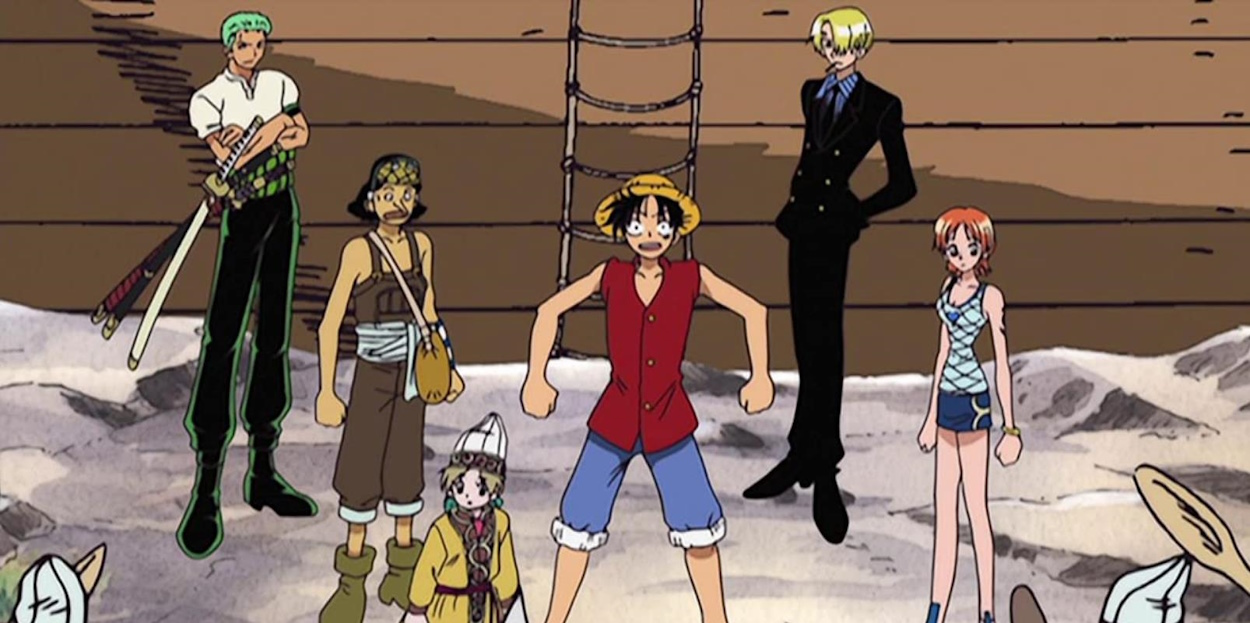 The Straw Hat crew entering the Warship Island