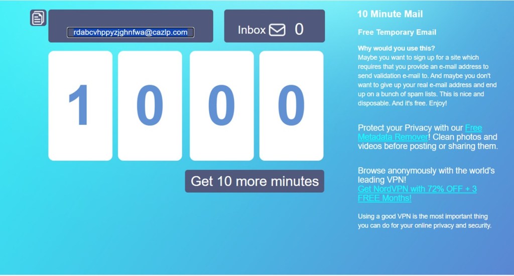 10 minute mail - free email services